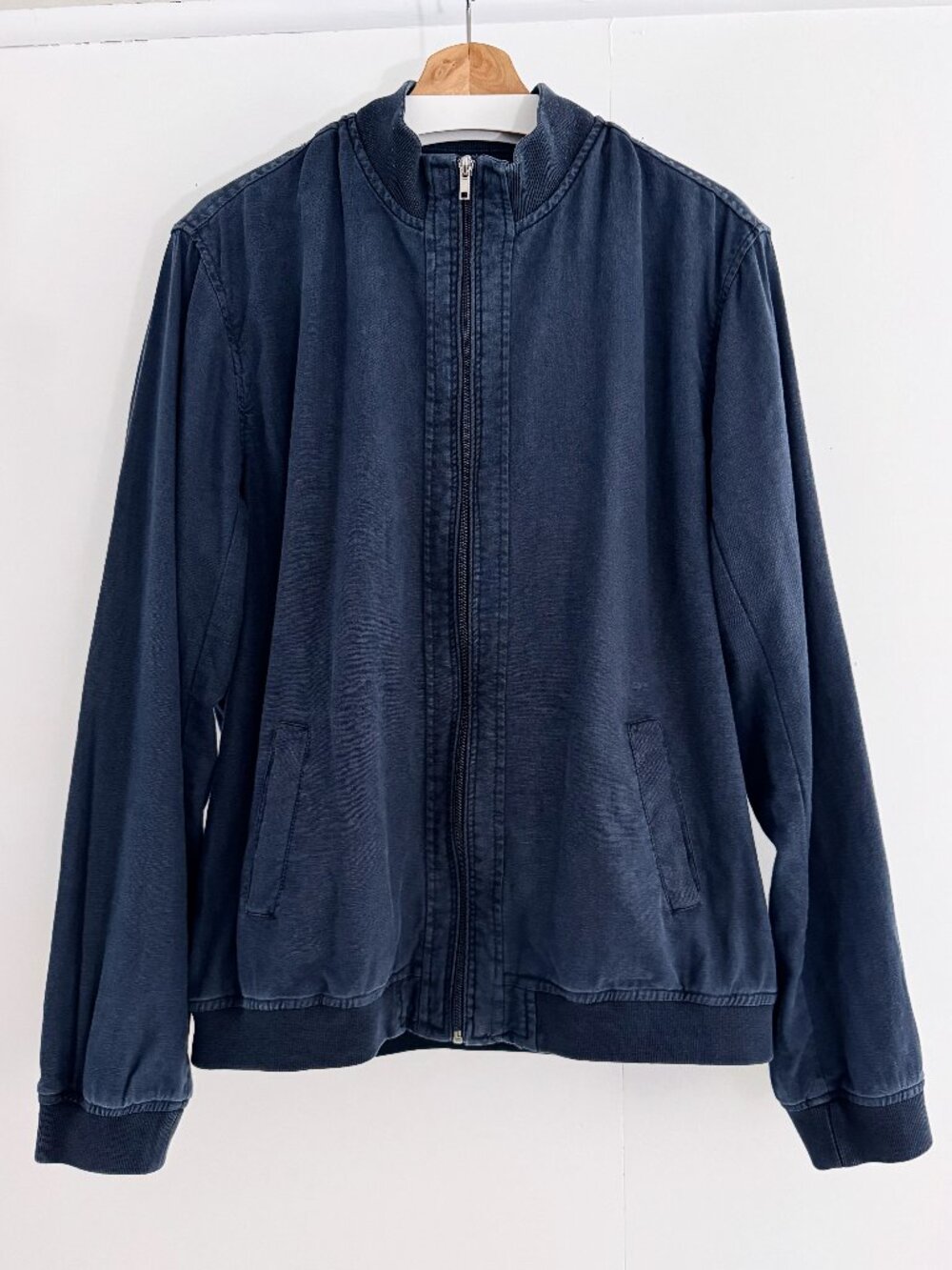 Saks Fifth Avenue Linen-Cotton Bomber Jacket (Navy, L)